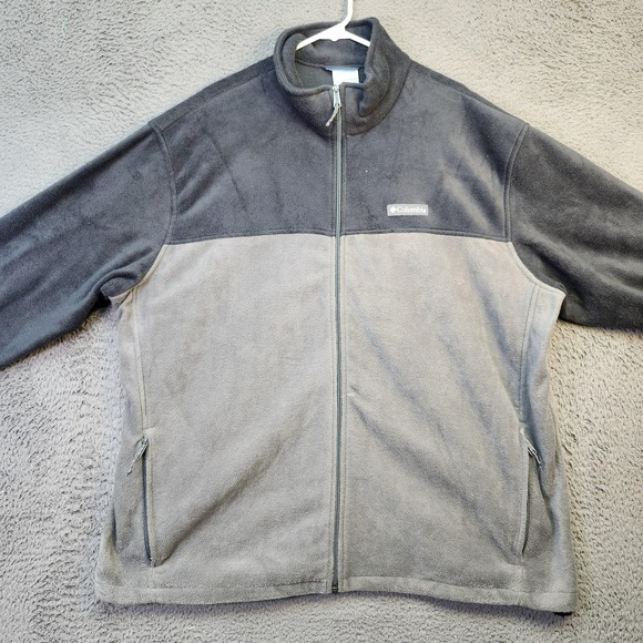 Columbia Jacket Mens 2XL Gray Full Zip Fleece Outdoor Hiking Warm‎ Pockets XXL - Picture 1 of 10
